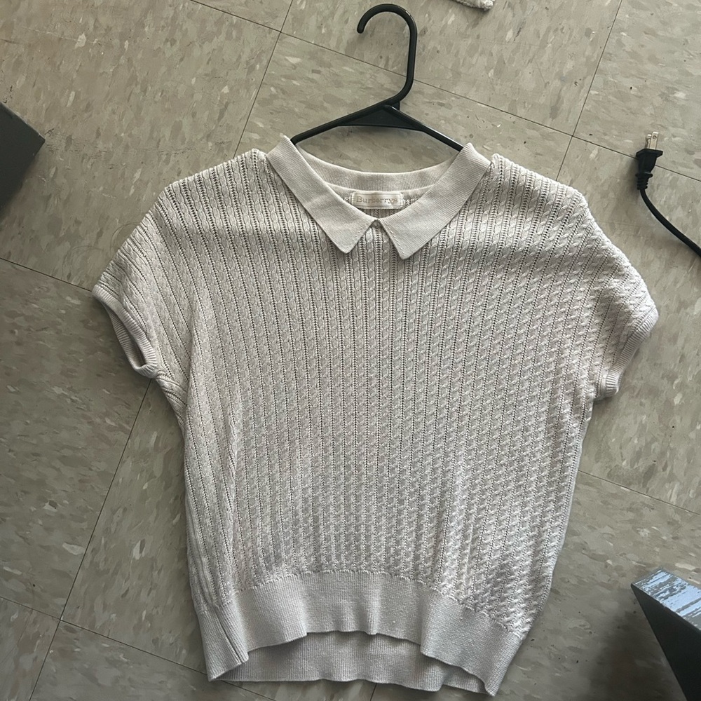Vintage Burberry Cable Knit top with collar